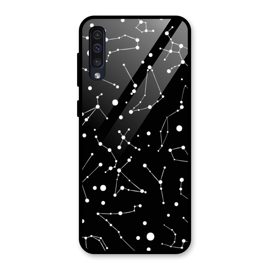 Black Constellation Pattern Glass Back Case for Galaxy A50