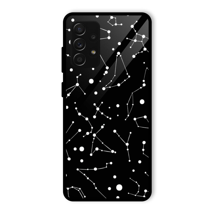 Black Constellation Pattern Glass Back Case for Galaxy A53 5G