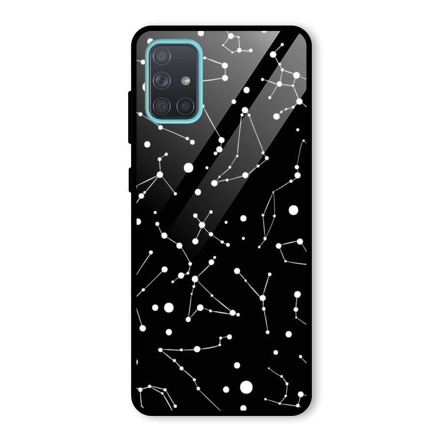 Black Constellation Pattern Glass Back Case for Galaxy A71