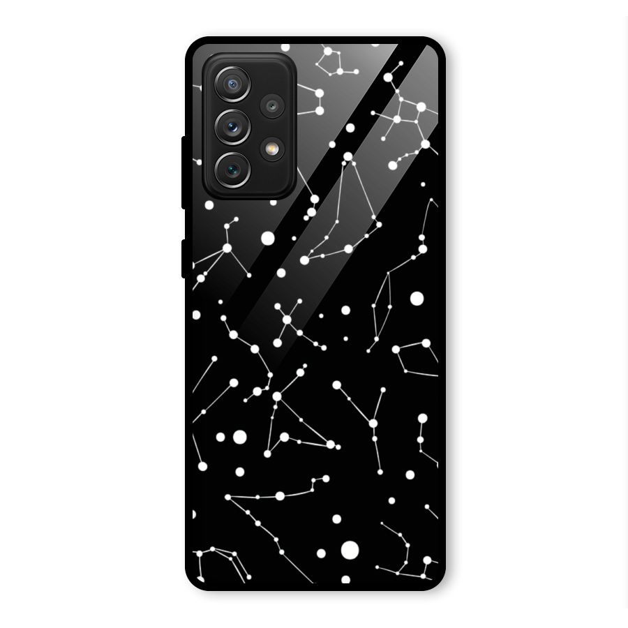 Black Constellation Pattern Glass Back Case for Galaxy A72