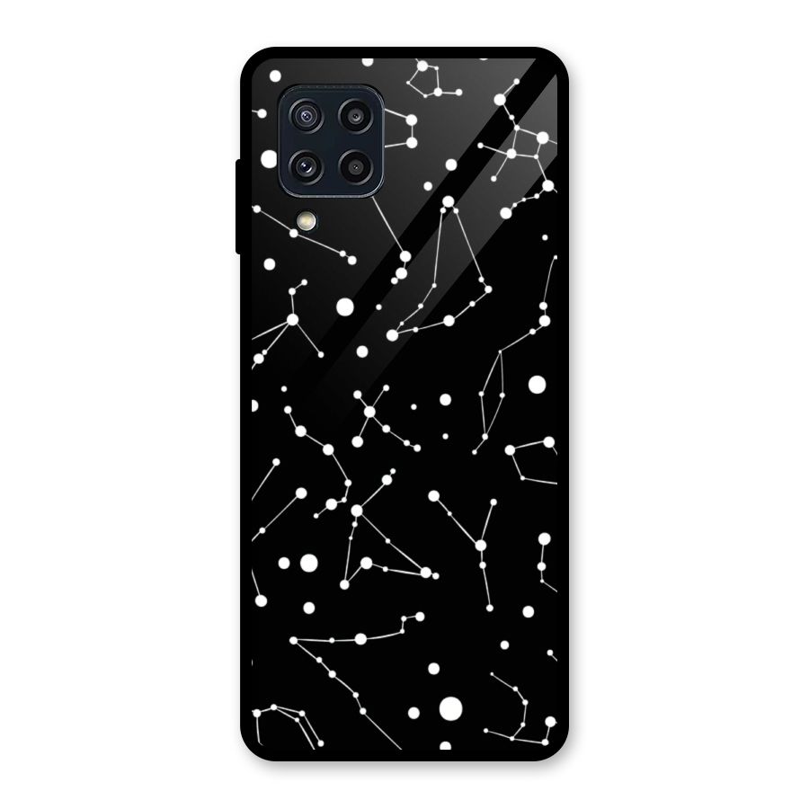 Black Constellation Pattern Glass Back Case for Galaxy M32