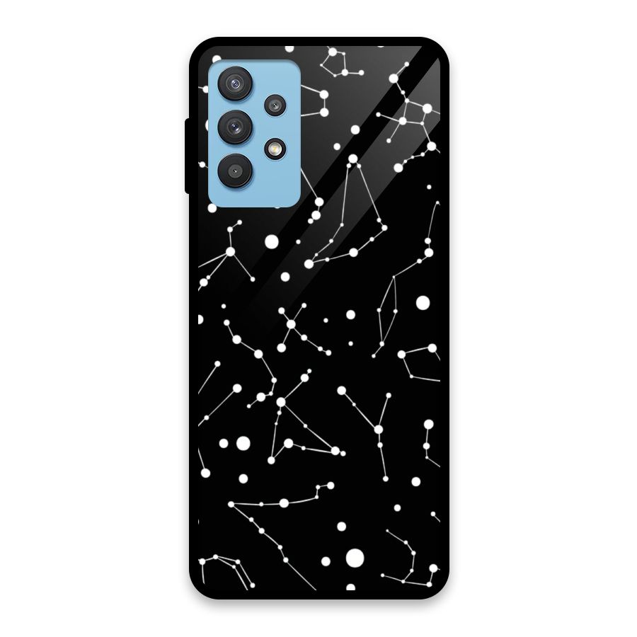 Black Constellation Pattern Glass Back Case for Galaxy M32 5G