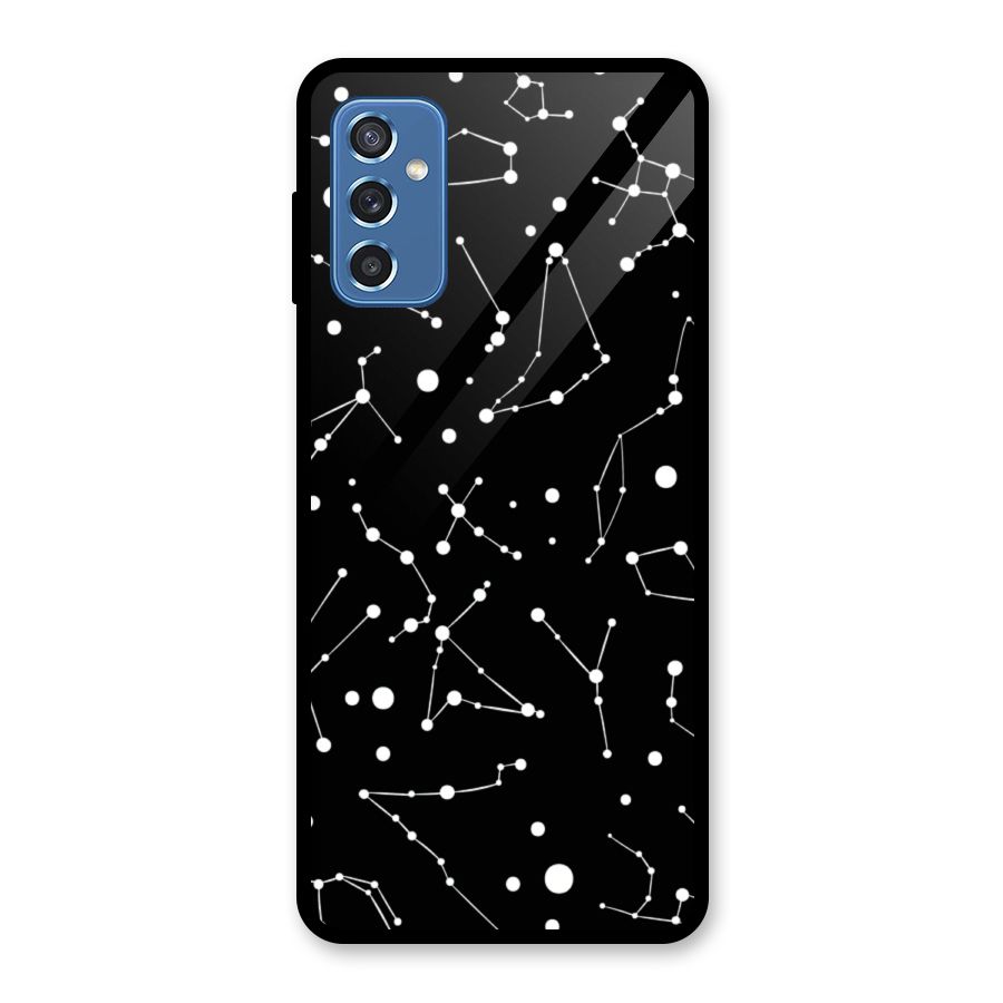 Black Constellation Pattern Glass Back Case for Galaxy M52 5G