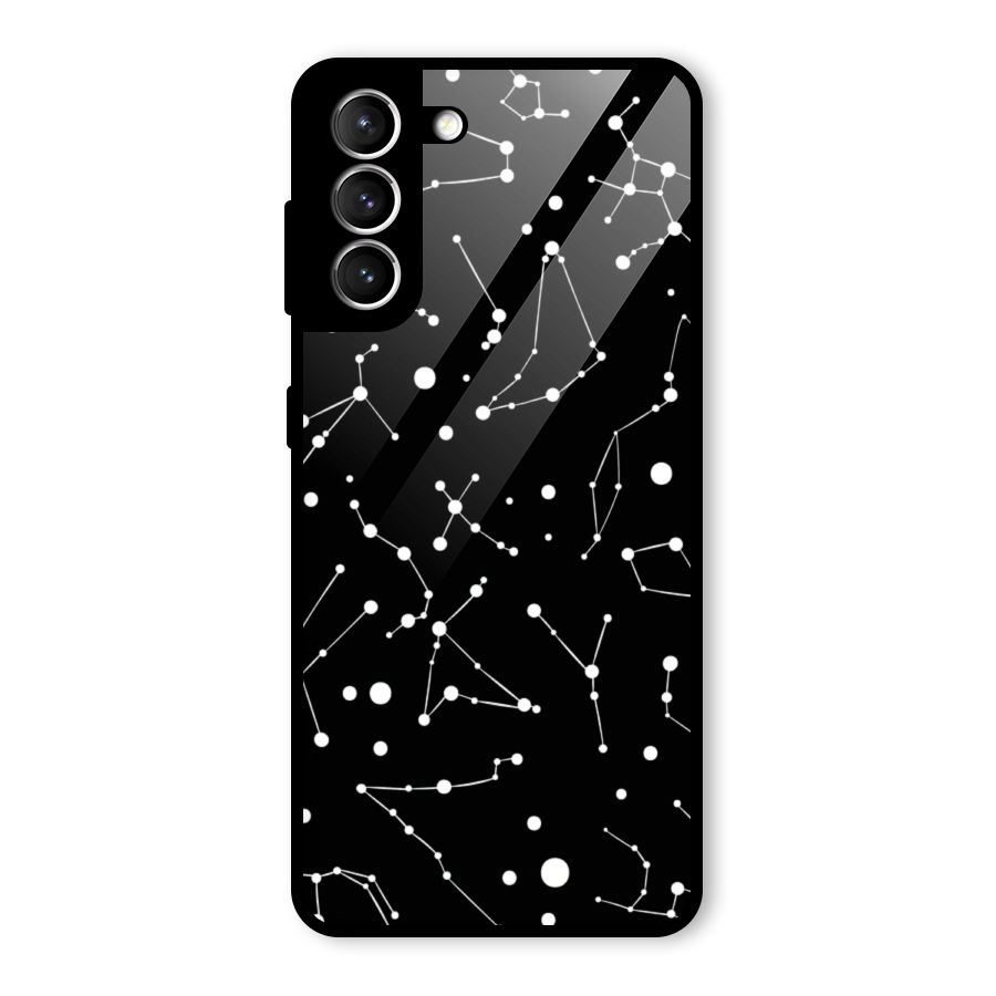 Black Constellation Pattern Glass Back Case for Galaxy S21 5G