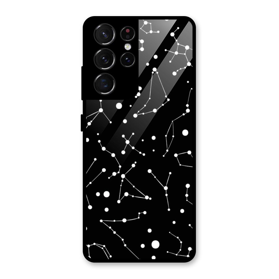 Black Constellation Pattern Glass Back Case for Galaxy S21 Ultra 5G