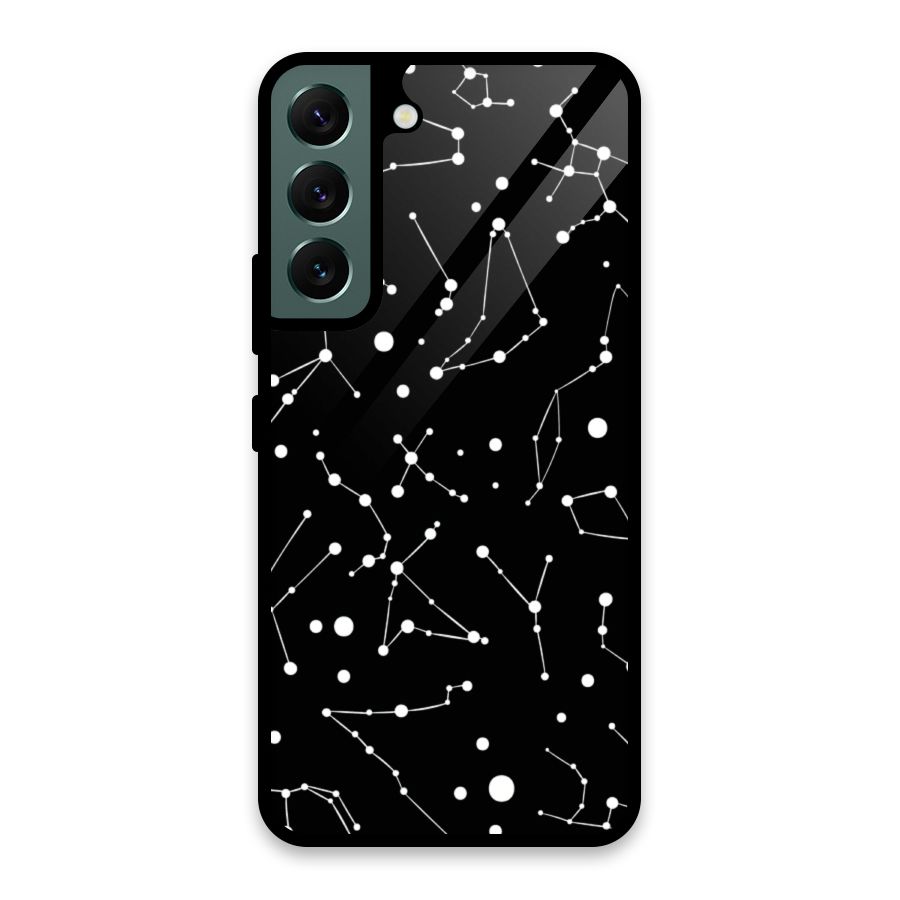Black Constellation Pattern Glass Back Case for Galaxy S22 5G