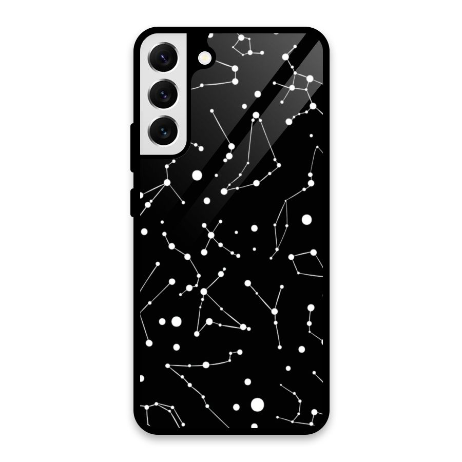 Black Constellation Pattern Glass Back Case for Galaxy S22 Plus 5G
