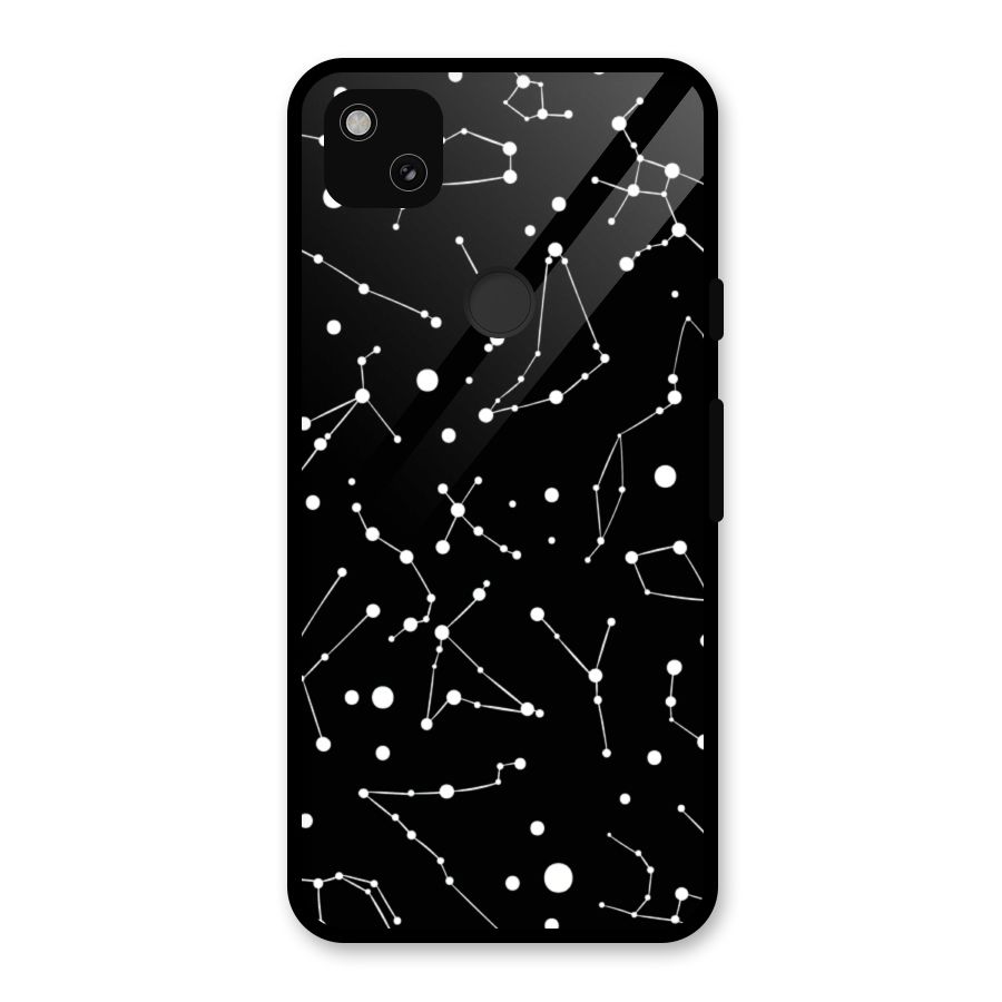 Black Constellation Pattern Glass Back Case for Google Pixel 4a