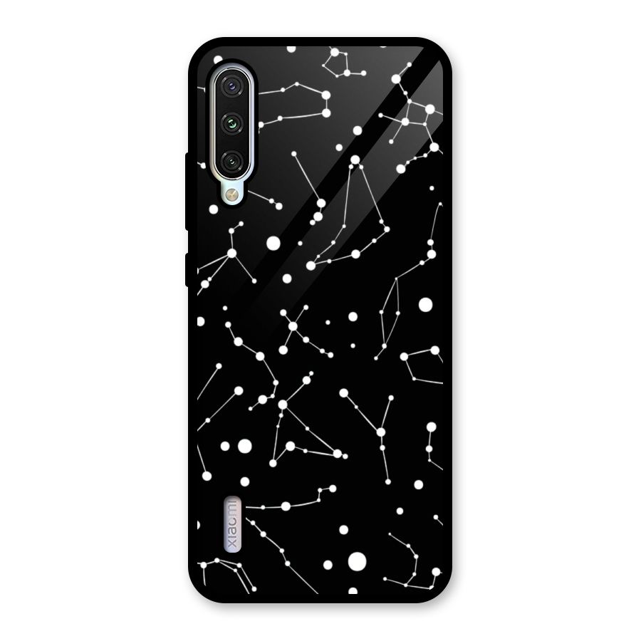 Black Constellation Pattern Glass Back Case for Mi A3