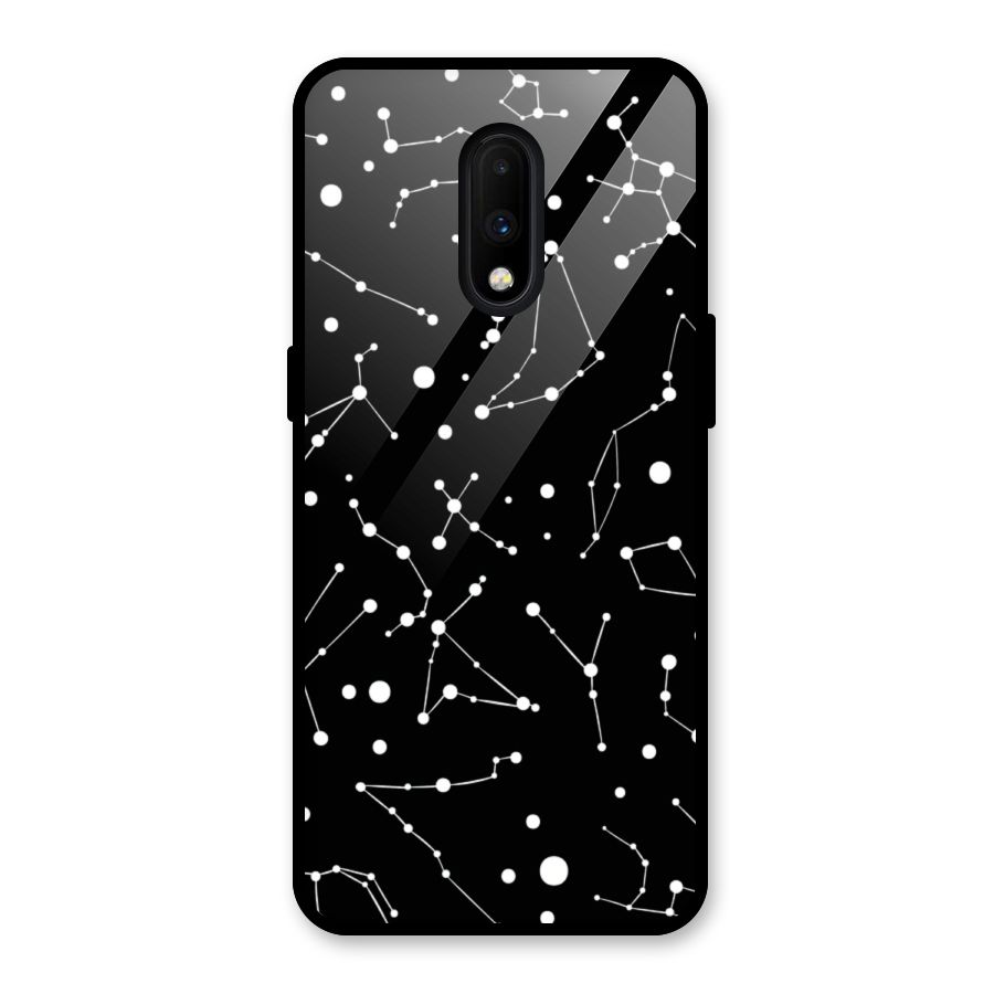 Black Constellation Pattern Glass Back Case for OnePlus 7