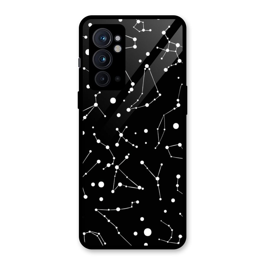 Black Constellation Pattern Glass Back Case for OnePlus 9RT 5G