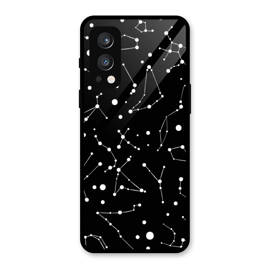 Black Constellation Pattern Glass Back Case for OnePlus Nord 2 5G