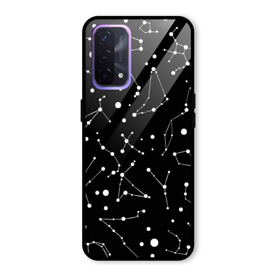 Black Constellation Pattern Glass Back Case for Oppo A74 5G