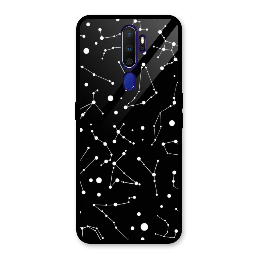 Black Constellation Pattern Glass Back Case for Oppo A9 (2020)