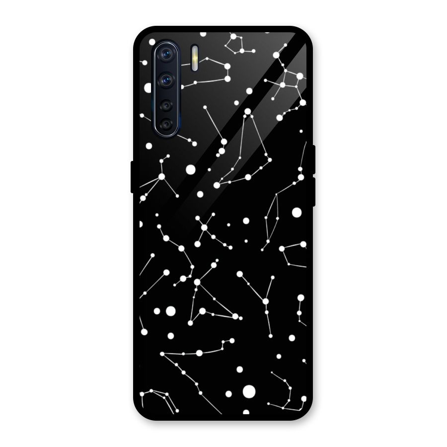 Black Constellation Pattern Glass Back Case for Oppo F15