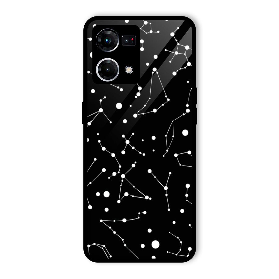 Black Constellation Pattern Glass Back Case for Oppo F21 Pro 4G