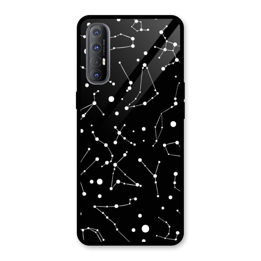 Black Constellation Pattern Glass Back Case for Oppo Reno3 Pro