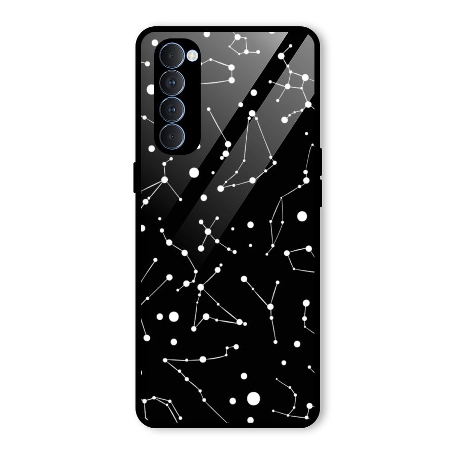 Black Constellation Pattern Glass Back Case for Oppo Reno4 Pro