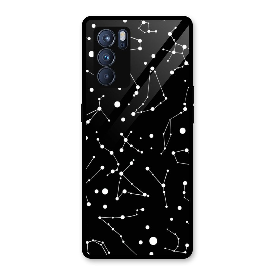 Black Constellation Pattern Glass Back Case for Oppo Reno6 Pro 5G