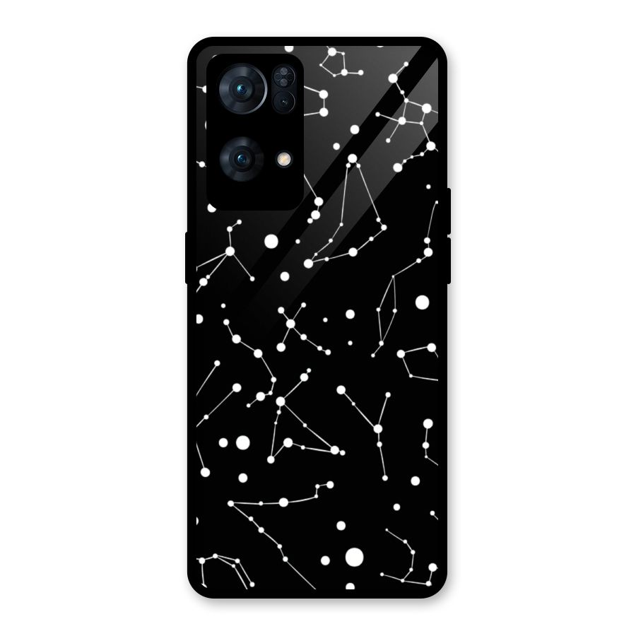 Black Constellation Pattern Glass Back Case for Oppo Reno7 Pro 5G