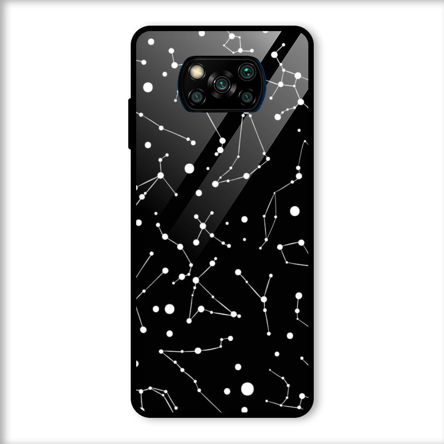 Black Constellation Pattern Glass Back Case for Poco X3
