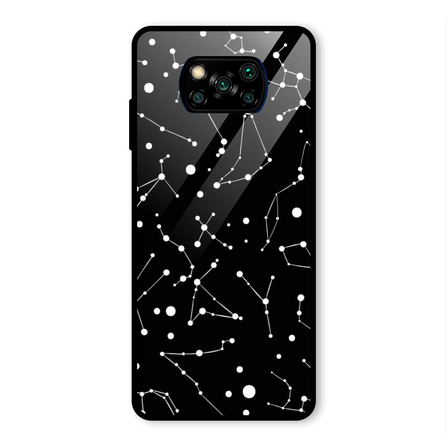 Black Constellation Pattern Glass Back Case for Poco X3 Pro