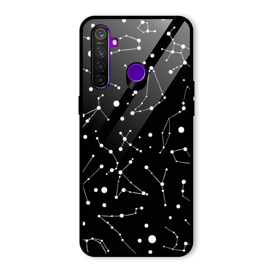 Black Constellation Pattern Glass Back Case for Realme 5 Pro
