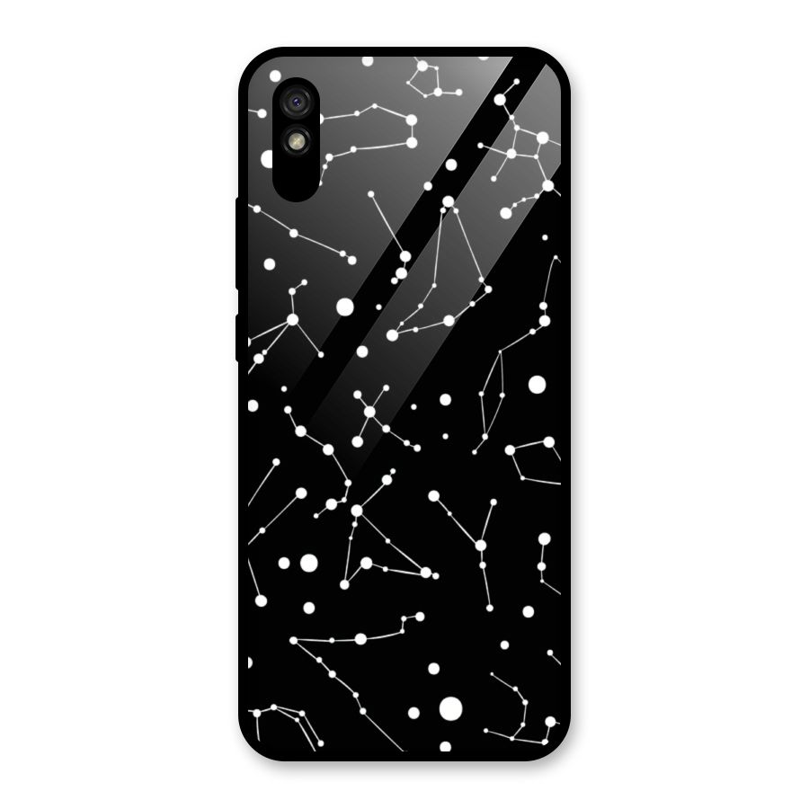 Black Constellation Pattern Glass Back Case for Redmi 9A