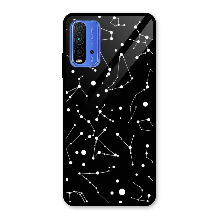 Black Constellation Pattern Glass Back Case for Redmi 9 Power