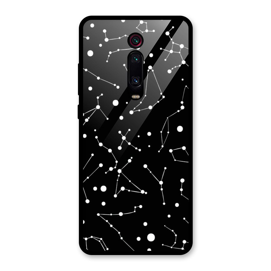 Black Constellation Pattern Glass Back Case for Redmi K20