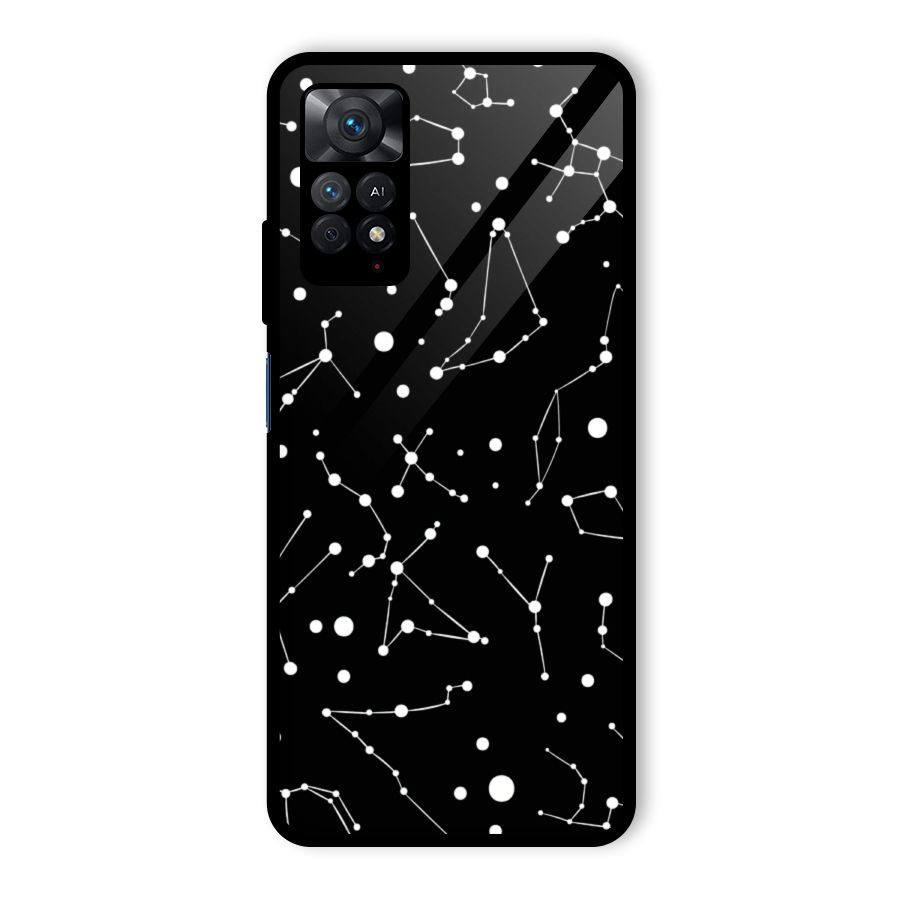 Black Constellation Pattern Glass Back Case for Redmi Note 11 Pro