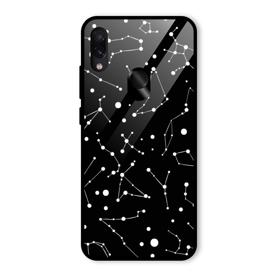 Black Constellation Pattern Glass Back Case for Redmi Note 7S