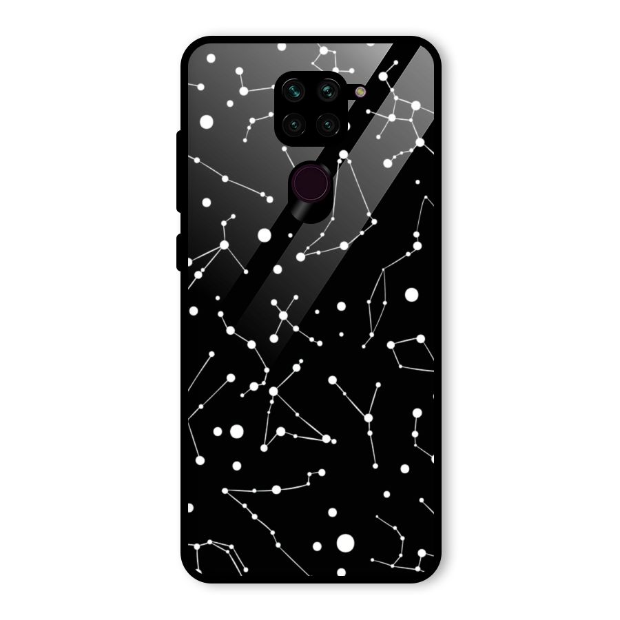 Black Constellation Pattern Glass Back Case for Redmi Note 9