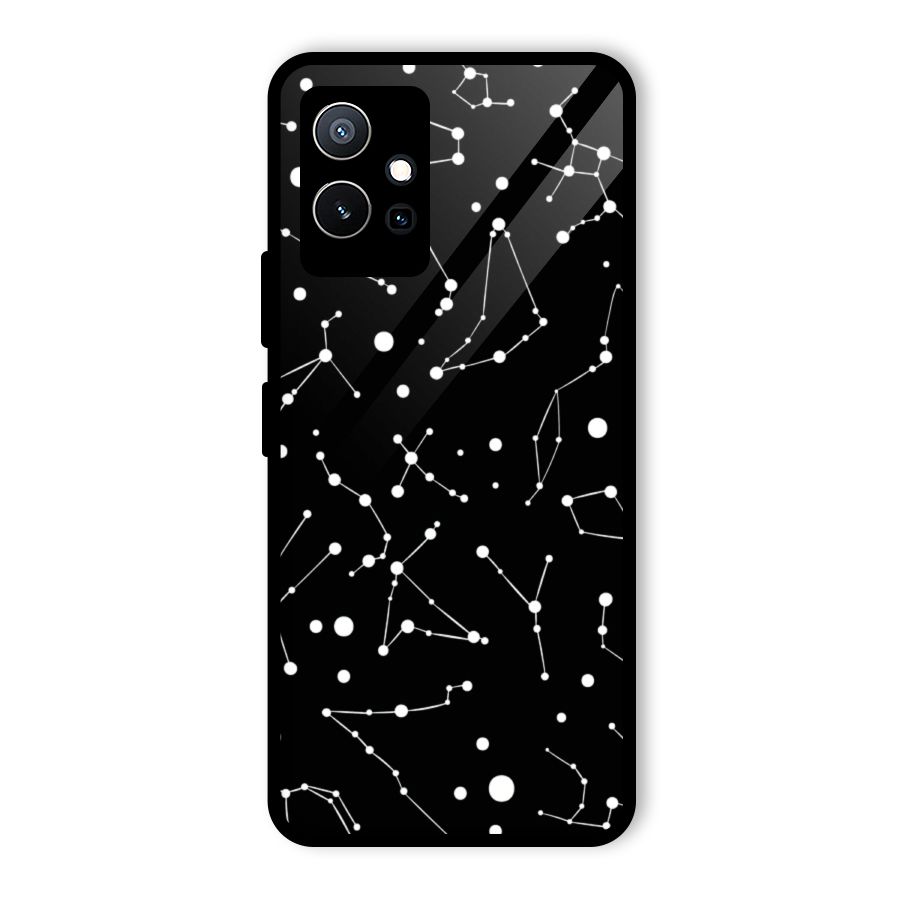 Black Constellation Pattern Glass Back Case for Vivo T1 5G