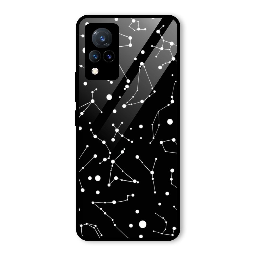 Black Constellation Pattern Glass Back Case for Vivo V21 5G