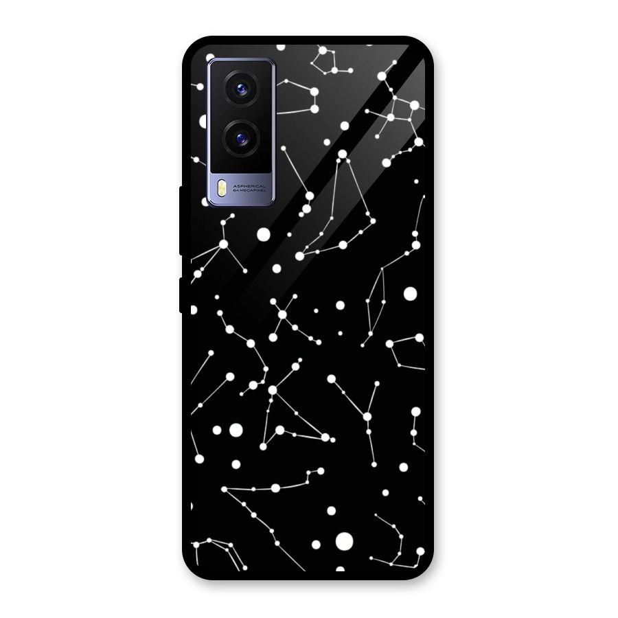Black Constellation Pattern Glass Back Case for Vivo V21e 5G