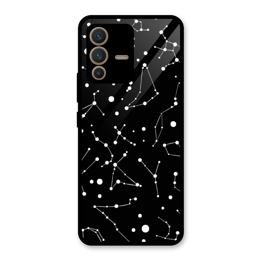 Black Constellation Pattern Glass Back Case for Vivo V23 5G
