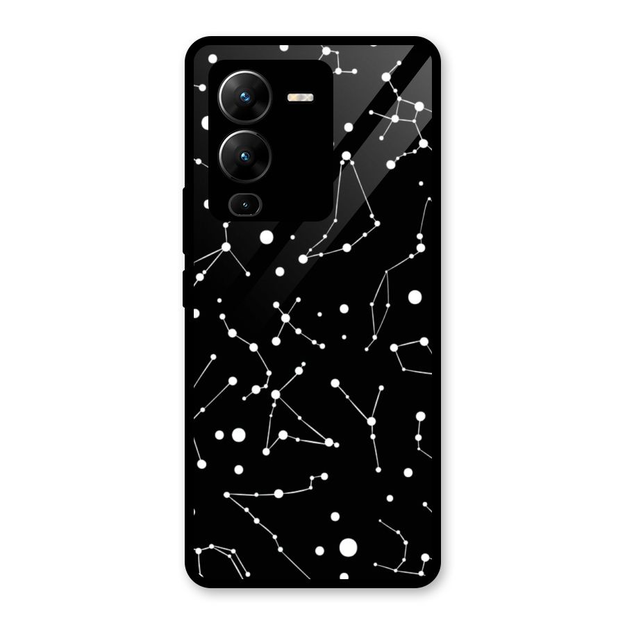 Black Constellation Pattern Glass Back Case for Vivo V25 Pro