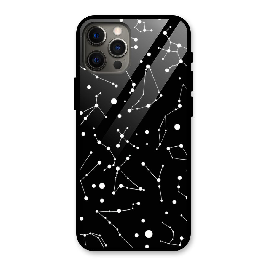 Black Constellation Pattern Glass Back Case for iPhone 12 Pro Max