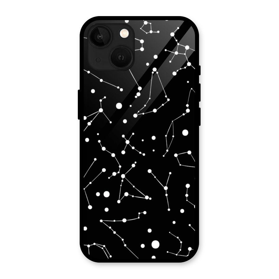 Black Constellation Pattern Glass Back Case for iPhone 13