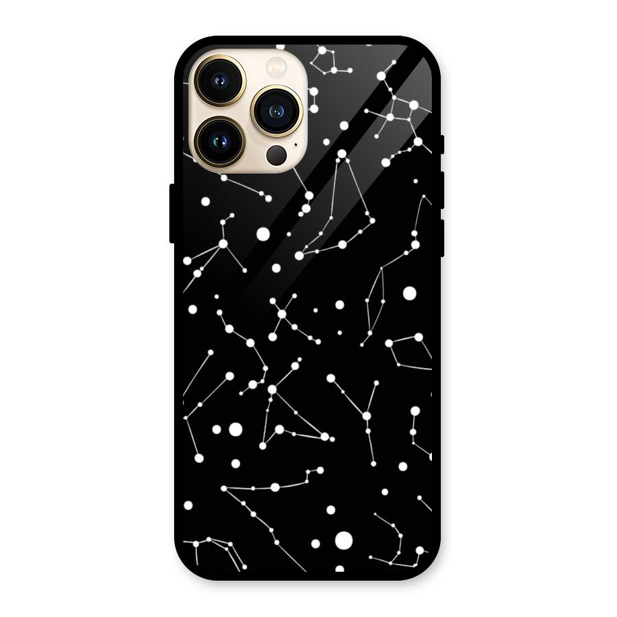 Black Constellation Pattern Glass Back Case for iPhone 13 Pro Max