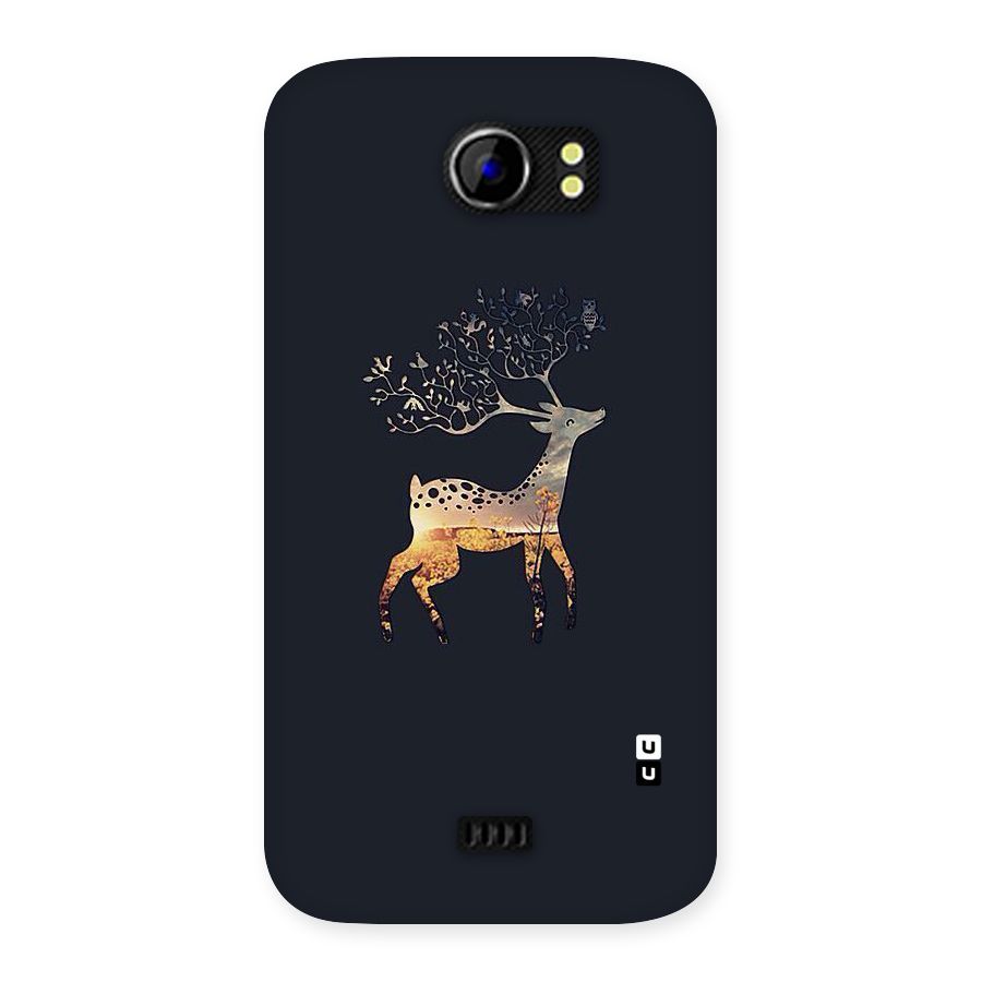 Black Deer Back Case for Micromax Canvas 2 A110