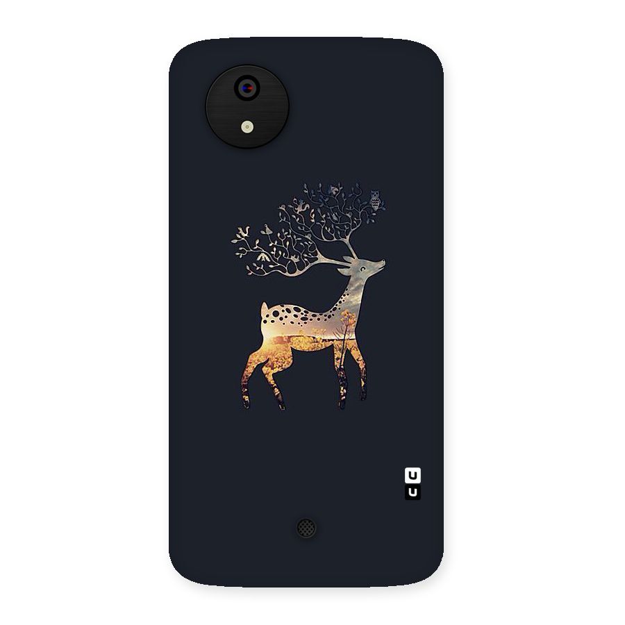 Black Deer Back Case for Micromax Canvas A1
