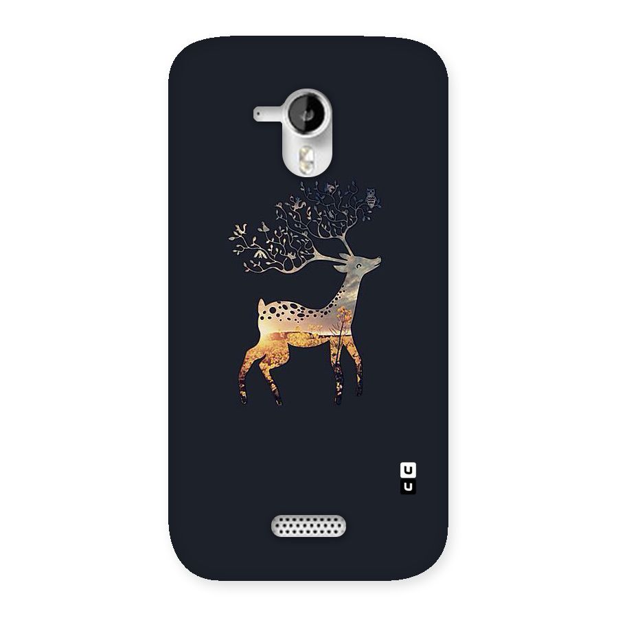 Black Deer Back Case for Micromax Canvas HD A116