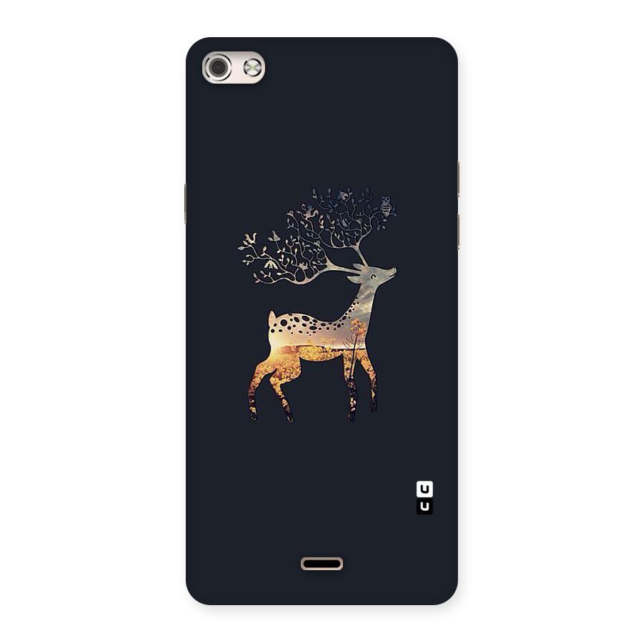 Black Deer Back Case for Micromax Canvas Silver 5