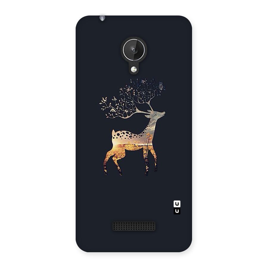 Black Deer Back Case for Micromax Canvas Spark Q380
