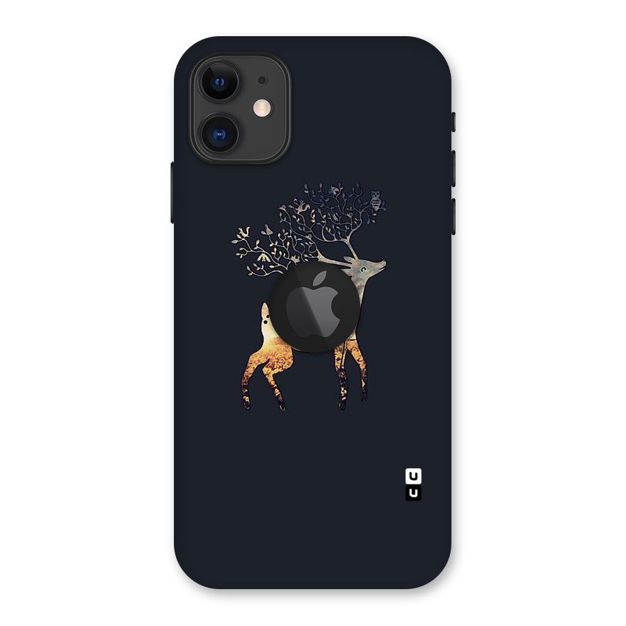 Black Deer Back Case for iPhone 11 Logo Cut