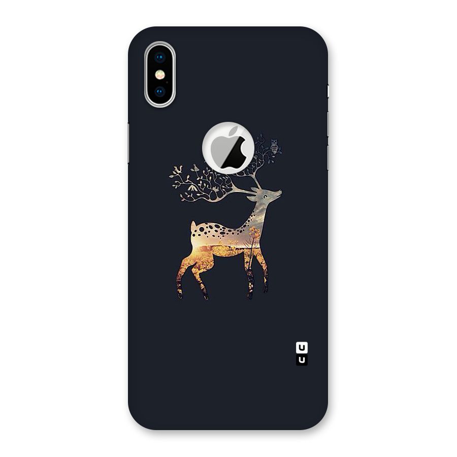 Black Deer Back Case for iPhone X Logo Cut