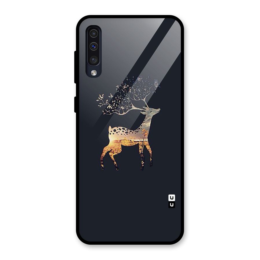 Black Deer Glass Back Case for Galaxy A50s