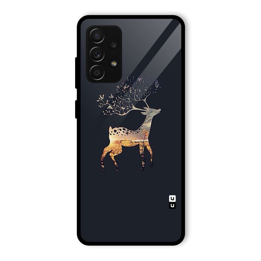 Black Deer Glass Back Case for Galaxy A53 5G